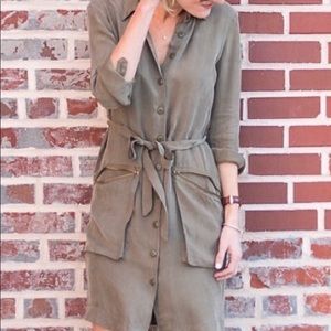 Vici Olive Green Shirt Dress